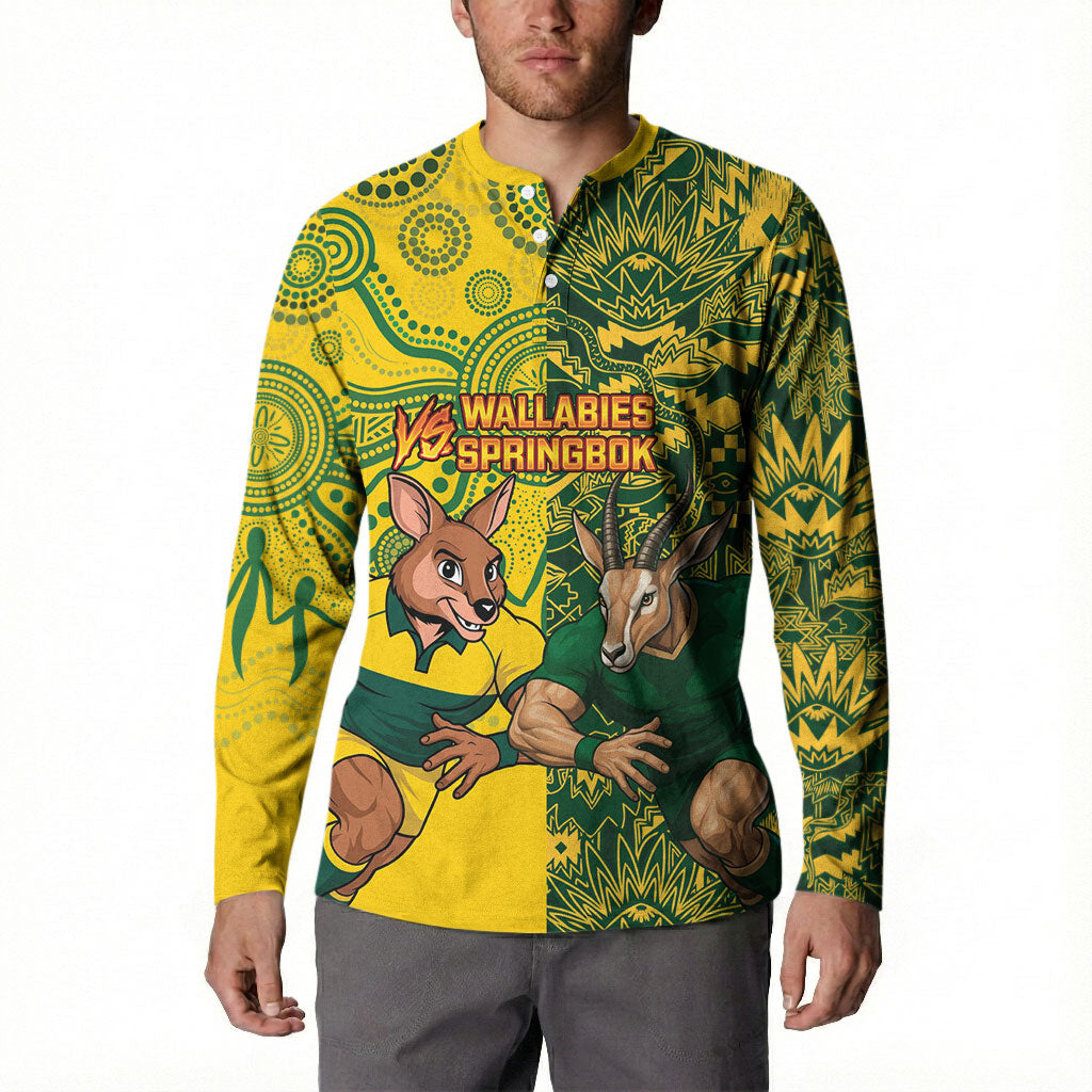 Custom Australia vs South Africa Button Sweatshirt Wallabies vs Springboks Two Nations One Battle