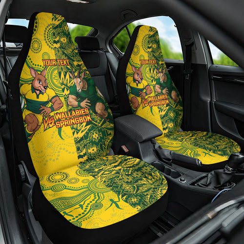 Custom Australia vs South Africa Car Seat Cover Wallabies vs Springboks Two Nations One Battle
