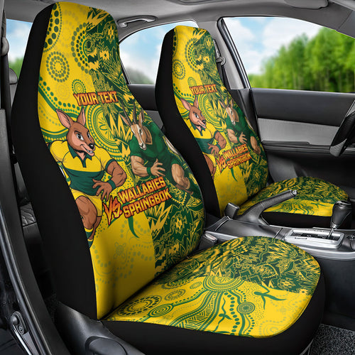 Custom Australia vs South Africa Car Seat Cover Wallabies vs Springboks Two Nations One Battle