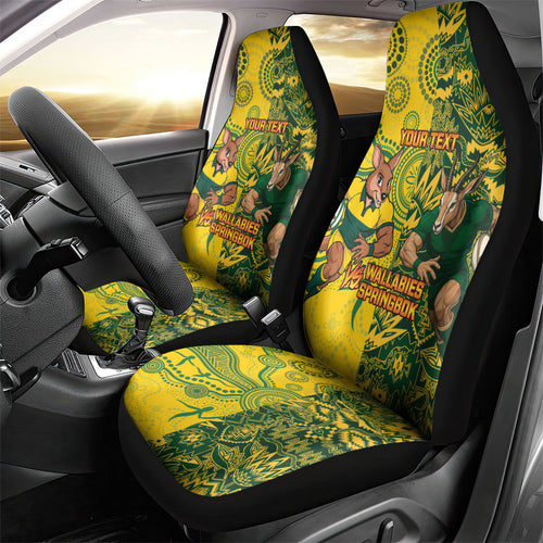 Custom Australia vs South Africa Car Seat Cover Wallabies vs Springboks Two Nations One Battle