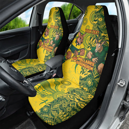 Custom Australia vs South Africa Car Seat Cover Wallabies vs Springboks Two Nations One Battle
