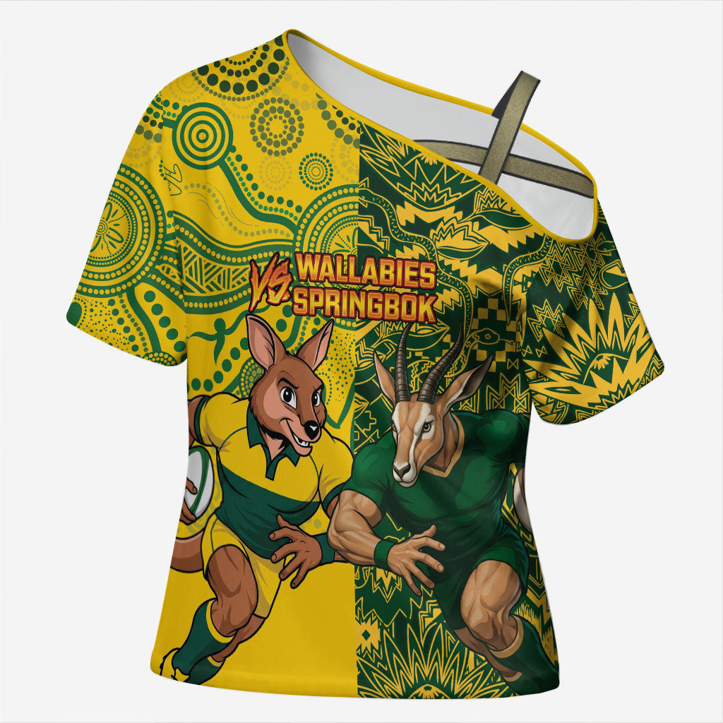 Custom Australia vs South Africa Cross Shoulder Shirt Wallabies vs Springboks Two Nations One Battle