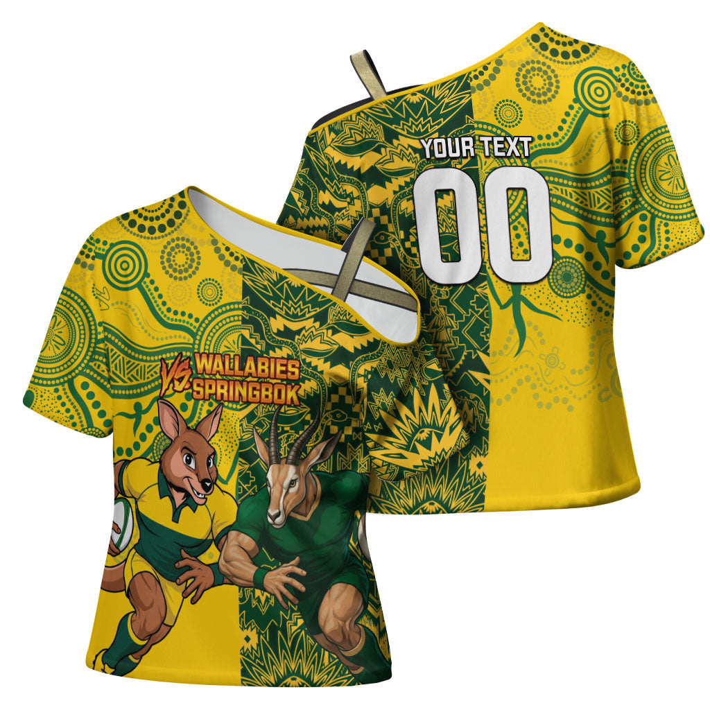 Custom Australia vs South Africa Cross Shoulder Shirt Wallabies vs Springboks Two Nations One Battle