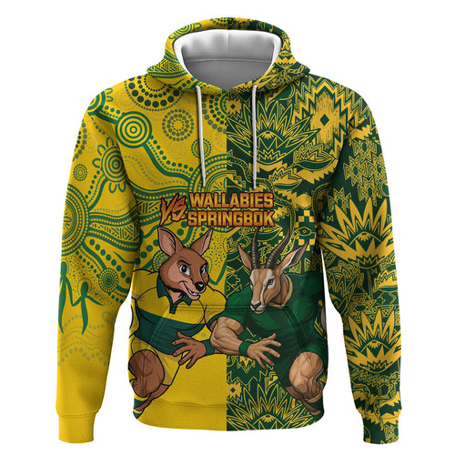 Custom Australia vs South Africa Hoodie Wallabies vs Springboks Two Nations One Battle