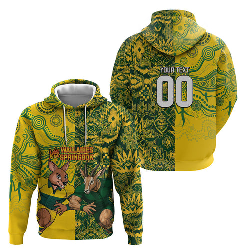 Custom Australia vs South Africa Hoodie Wallabies vs Springboks Two Nations One Battle