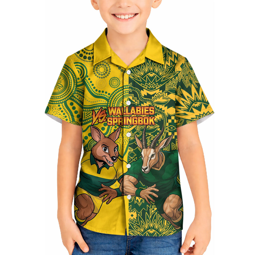 Custom Australia vs South Africa Kid Hawaiian Shirt Wallabies vs Springboks Two Nations One Battle