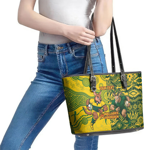Custom Australia vs South Africa Leather Tote Bag Wallabies vs Springboks Two Nations One Battle