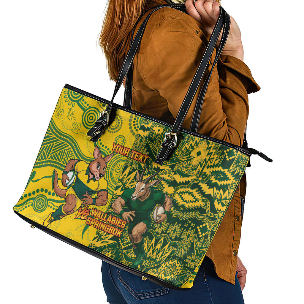 Custom Australia vs South Africa Leather Tote Bag Wallabies vs Springboks Two Nations One Battle
