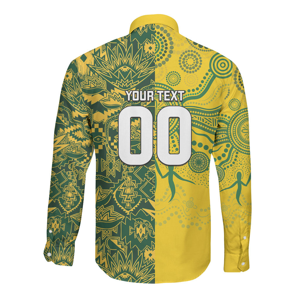 Custom Australia vs South Africa Long Sleeve Button Shirt Wallabies vs Springboks Two Nations One Battle