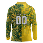 Custom Australia vs South Africa Long Sleeve Polo Shirt Wallabies vs Springboks Two Nations One Battle
