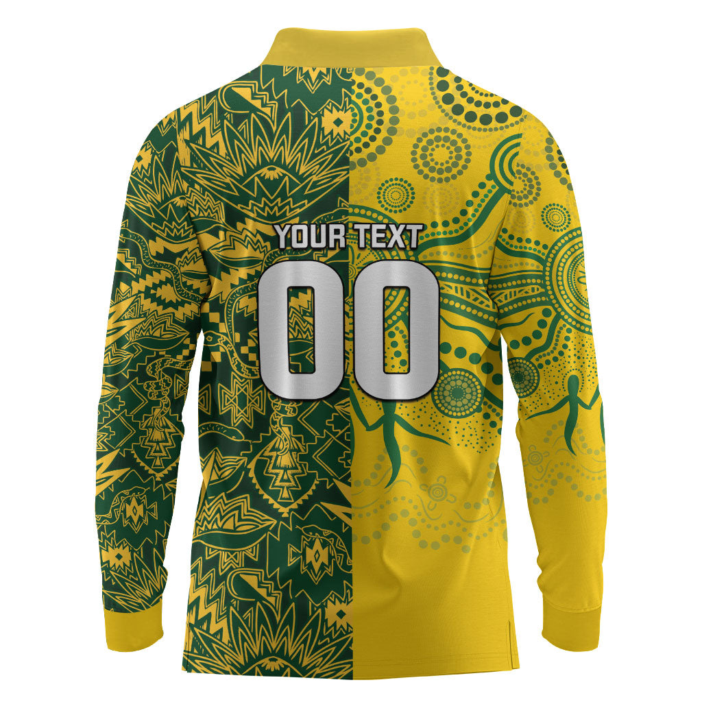 Custom Australia vs South Africa Long Sleeve Polo Shirt Wallabies vs Springboks Two Nations One Battle