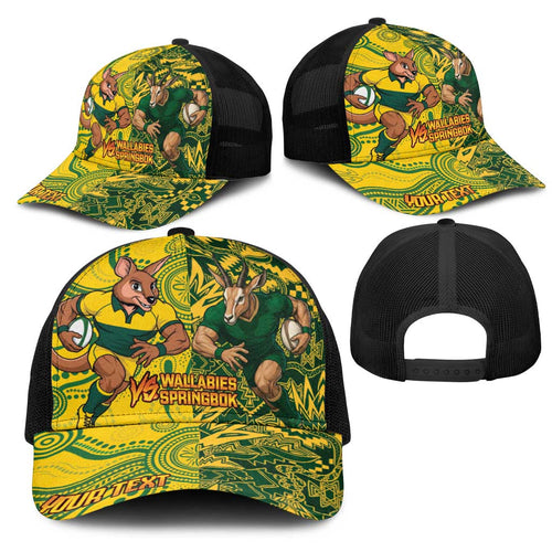 Personalised Australia vs South Africa Mesh Trucker Cap Wallabies vs Springboks Two Nations One Battle