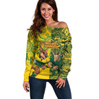 Custom Australia vs South Africa Off Shoulder Sweater Wallabies vs Springboks Two Nations One Battle