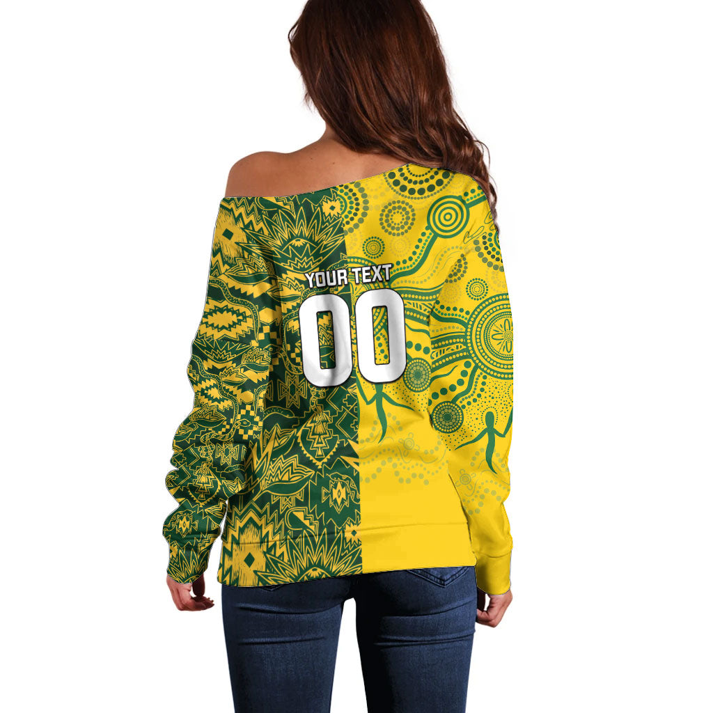 Custom Australia vs South Africa Off Shoulder Sweater Wallabies vs Springboks Two Nations One Battle
