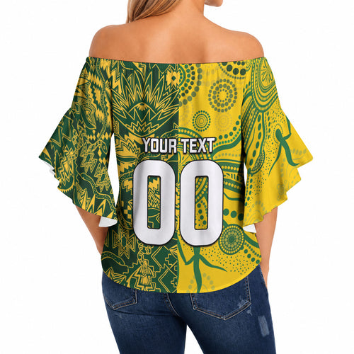 Custom Australia vs South Africa Off Shoulder Wrap Waist Top Wallabies vs Springboks Two Nations One Battle