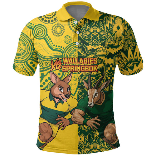 Custom Australia vs South Africa Polo Shirt Wallabies vs Springboks Two Nations One Battle