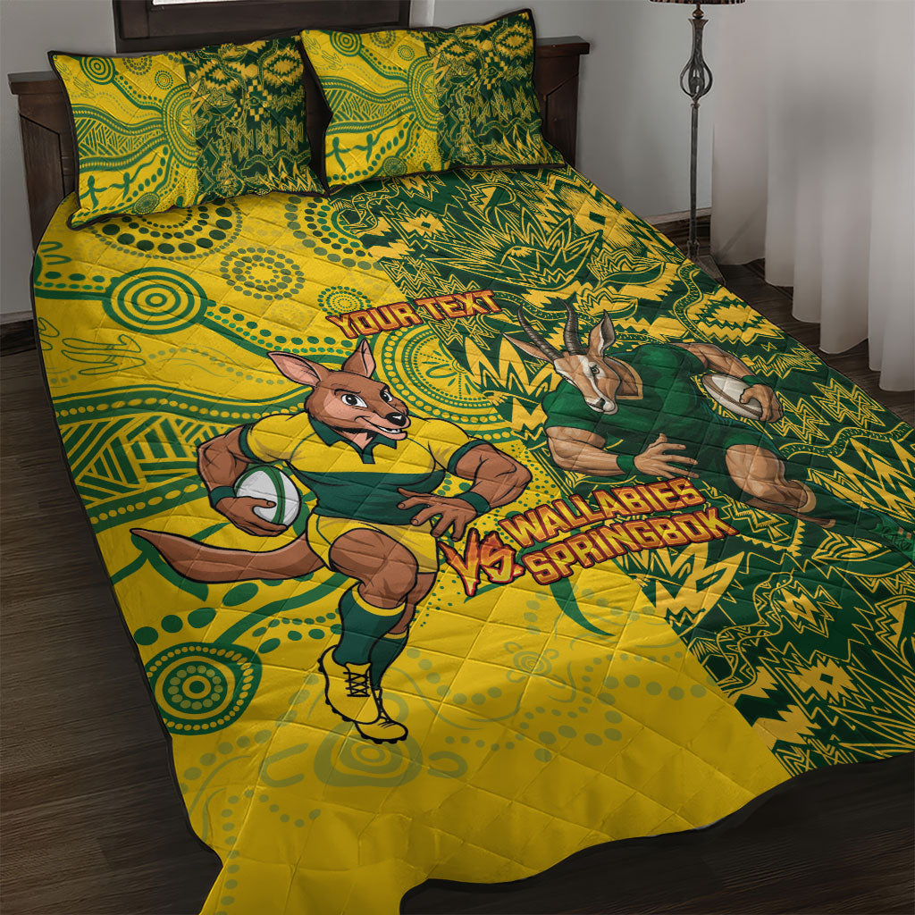 Custom Australia vs South Africa Quilt Bed Set Wallabies vs Springboks Two Nations One Battle