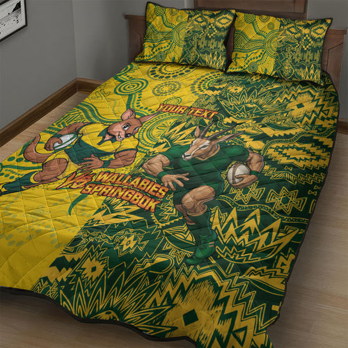 Custom Australia vs South Africa Quilt Bed Set Wallabies vs Springboks Two Nations One Battle