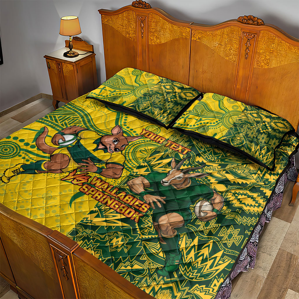 Custom Australia vs South Africa Quilt Bed Set Wallabies vs Springboks Two Nations One Battle
