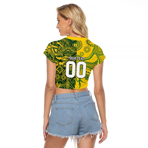 Custom Australia vs South Africa Raglan Cropped T Shirt Wallabies vs Springboks Two Nations One Battle