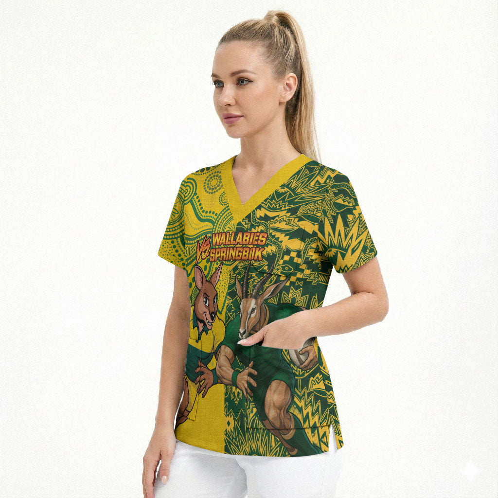 Custom Australia vs South Africa Scrub Top Wallabies vs Springboks Two Nations One Battle