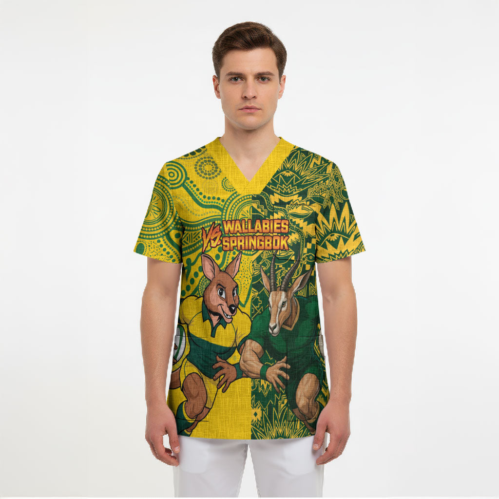Custom Australia vs South Africa Scrub Top Wallabies vs Springboks Two Nations One Battle