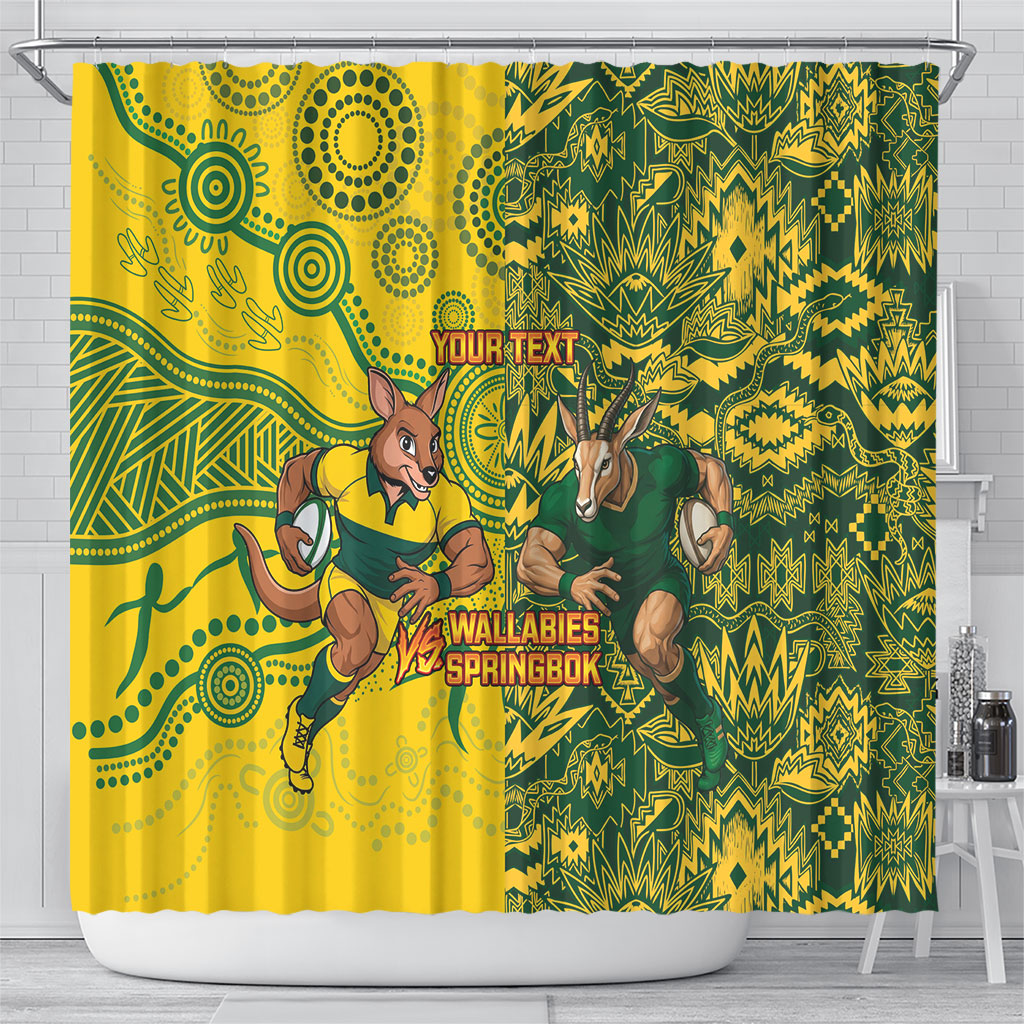 Custom Australia vs South Africa Shower Curtain Wallabies vs Springboks Two Nations One Battle