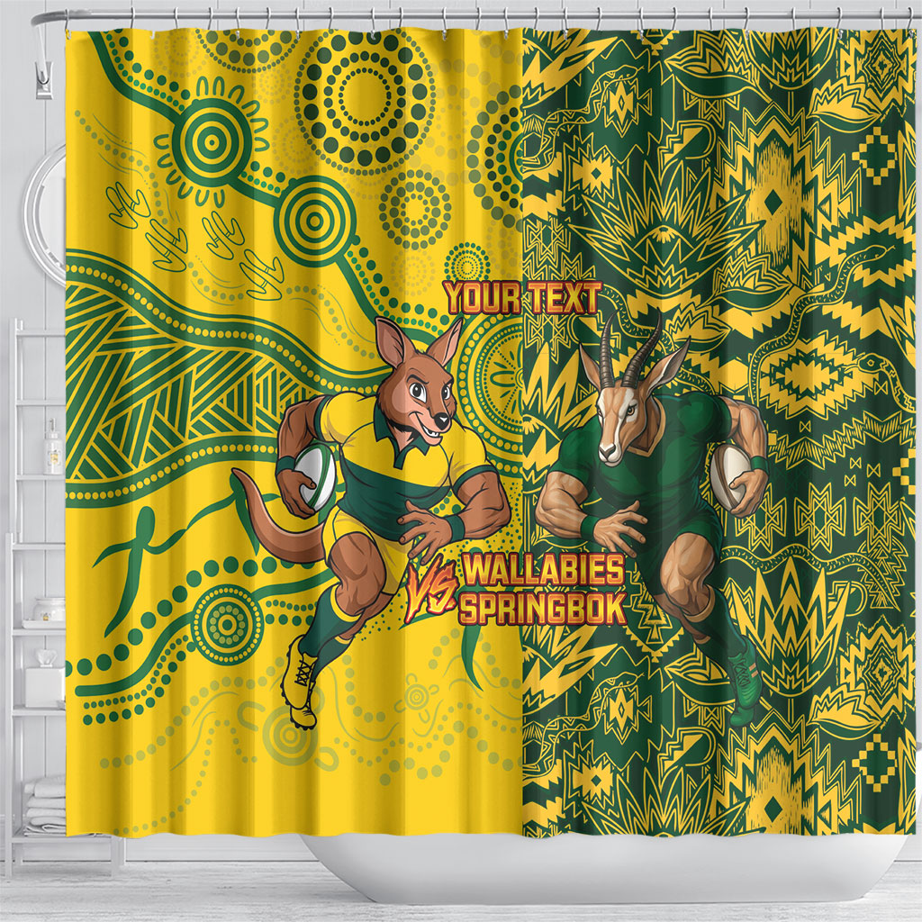 Custom Australia vs South Africa Shower Curtain Wallabies vs Springboks Two Nations One Battle