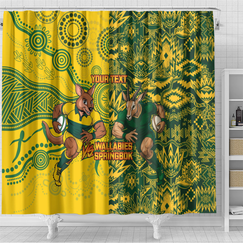 Custom Australia vs South Africa Shower Curtain Wallabies vs Springboks Two Nations One Battle