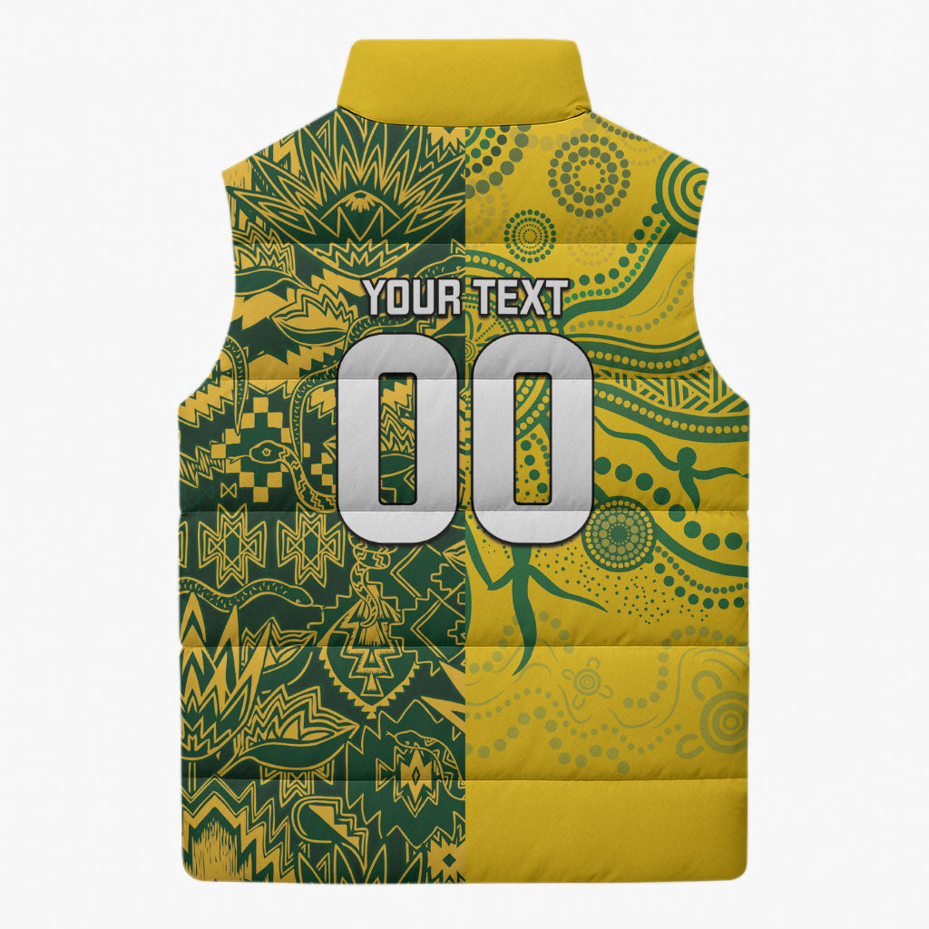 Custom Australia vs South Africa Sleeveless Puffer Jacket Wallabies vs Springboks Two Nations One Battle