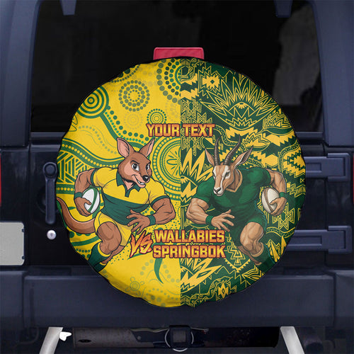 Custom Australia vs South Africa Spare Tire Cover Wallabies vs Springboks Two Nations One Battle
