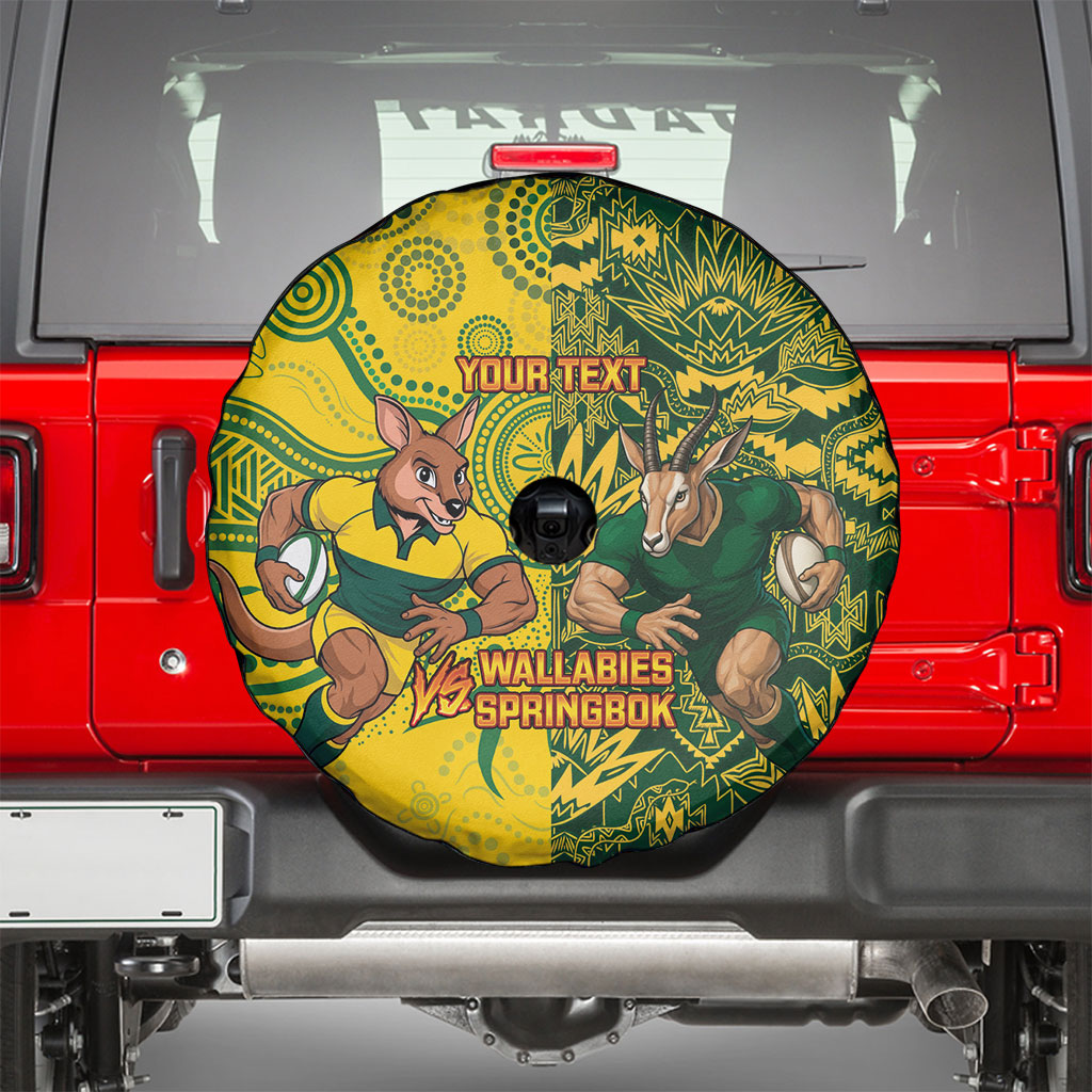 Custom Australia vs South Africa Spare Tire Cover Wallabies vs Springboks Two Nations One Battle