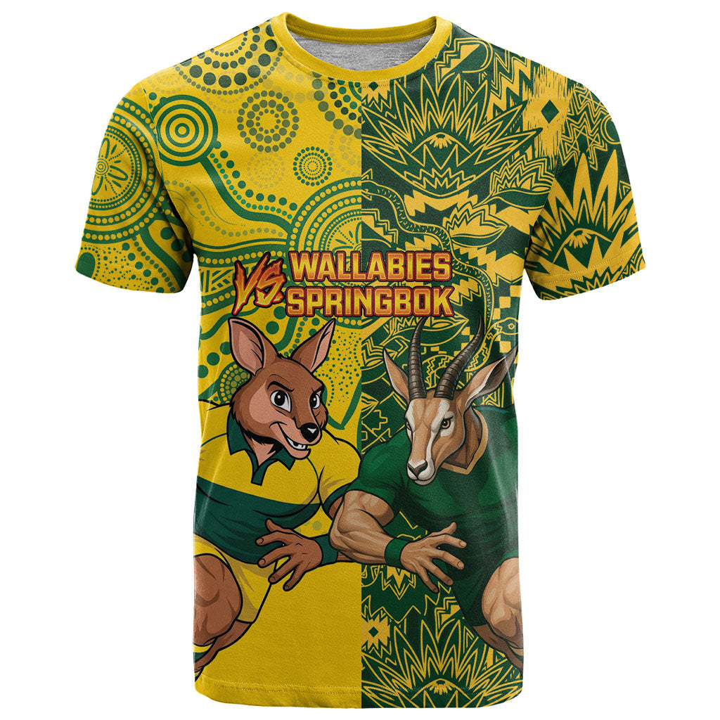 Custom Australia vs South Africa T Shirt Wallabies vs Springboks Two Nations One Battle