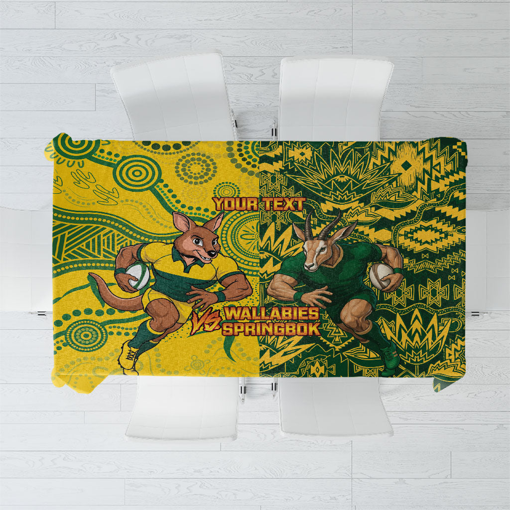 Custom Australia vs South Africa Tablecloth Wallabies vs Springboks Two Nations One Battle