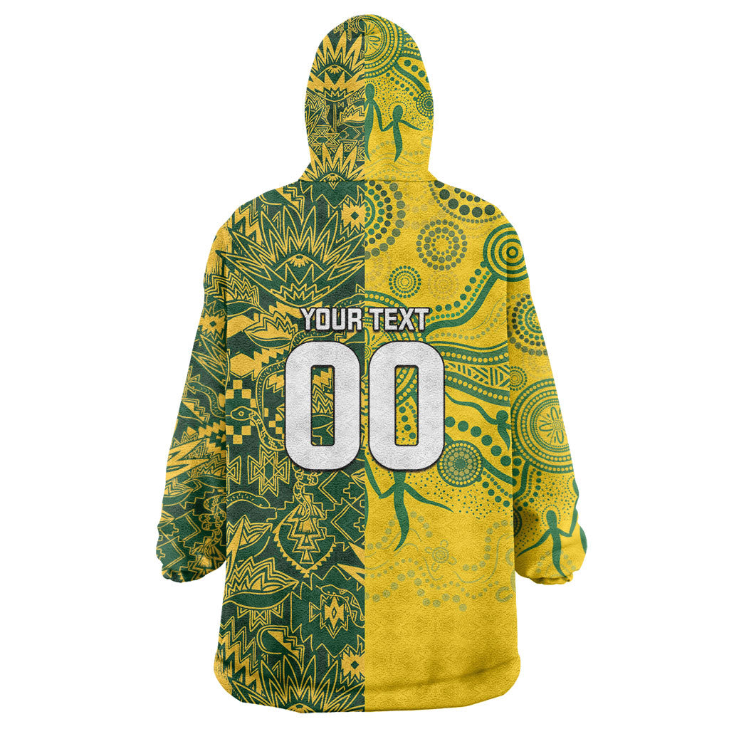 Custom Australia vs South Africa Wearable Blanket Hoodie Wallabies vs Springboks Two Nations One Battle