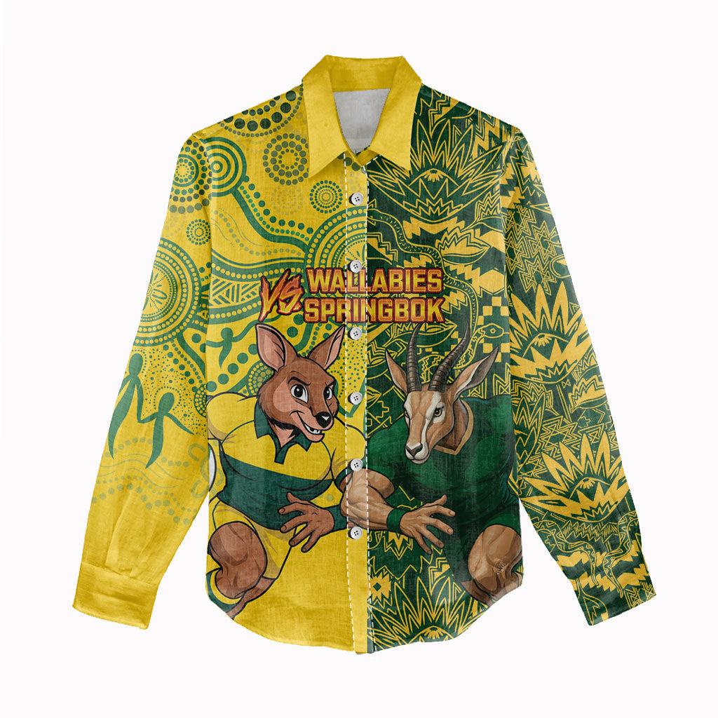 Custom Australia vs South Africa Women Casual Shirt Wallabies vs Springboks Two Nations One Battle