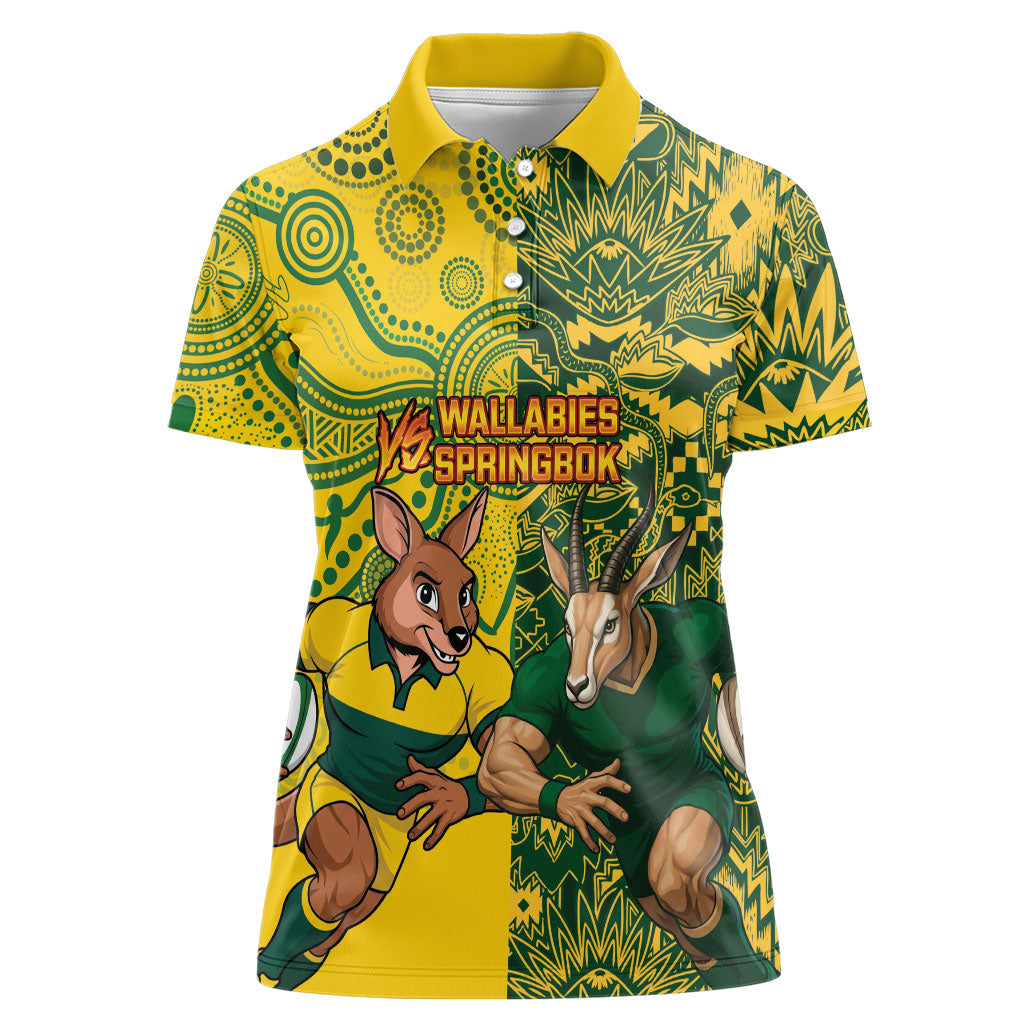 Custom Australia vs South Africa Women Polo Shirt Wallabies vs Springboks Two Nations One Battle