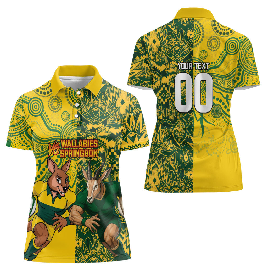 Custom Australia vs South Africa Women Polo Shirt Wallabies vs Springboks Two Nations One Battle