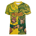 Custom Australia vs South Africa Women V-Neck T-Shirt Wallabies vs Springboks Two Nations One Battle
