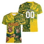 Custom Australia vs South Africa Women V-Neck T-Shirt Wallabies vs Springboks Two Nations One Battle