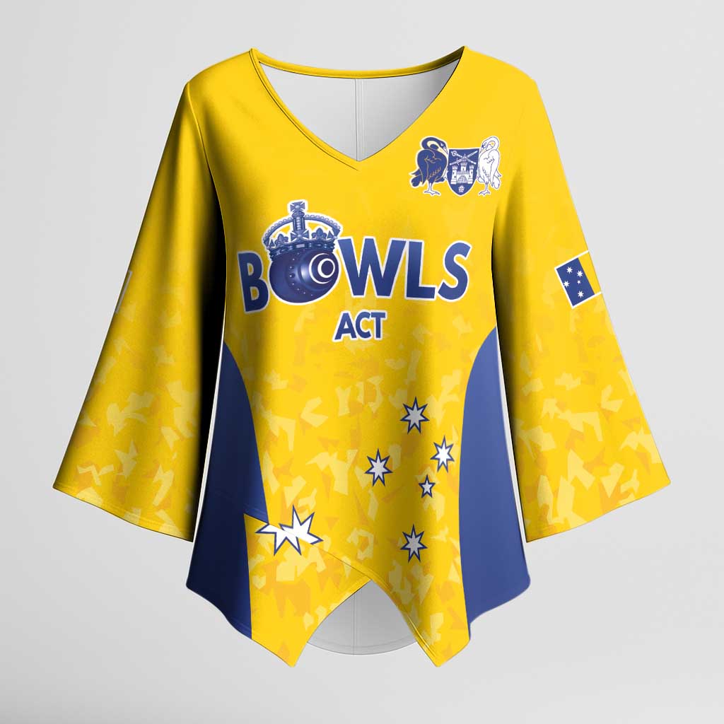 Australian ACT Lawn Bowls Custom Kimono Sleeve Blouse Aussie Minimalist Style - Aussie Hoodie