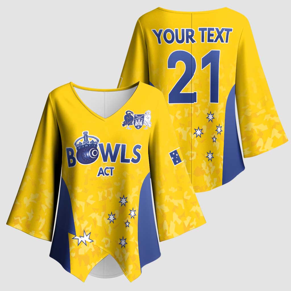 Australian ACT Lawn Bowls Custom Kimono Sleeve Blouse Aussie Minimalist Style - Aussie Hoodie