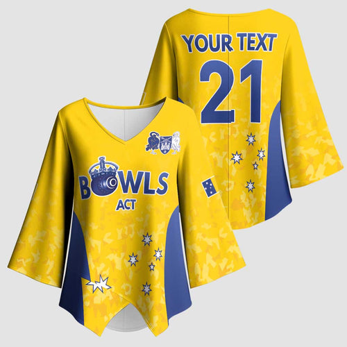 Australian ACT Lawn Bowls Custom Kimono Sleeve Blouse Aussie Minimalist Style - Aussie Hoodie