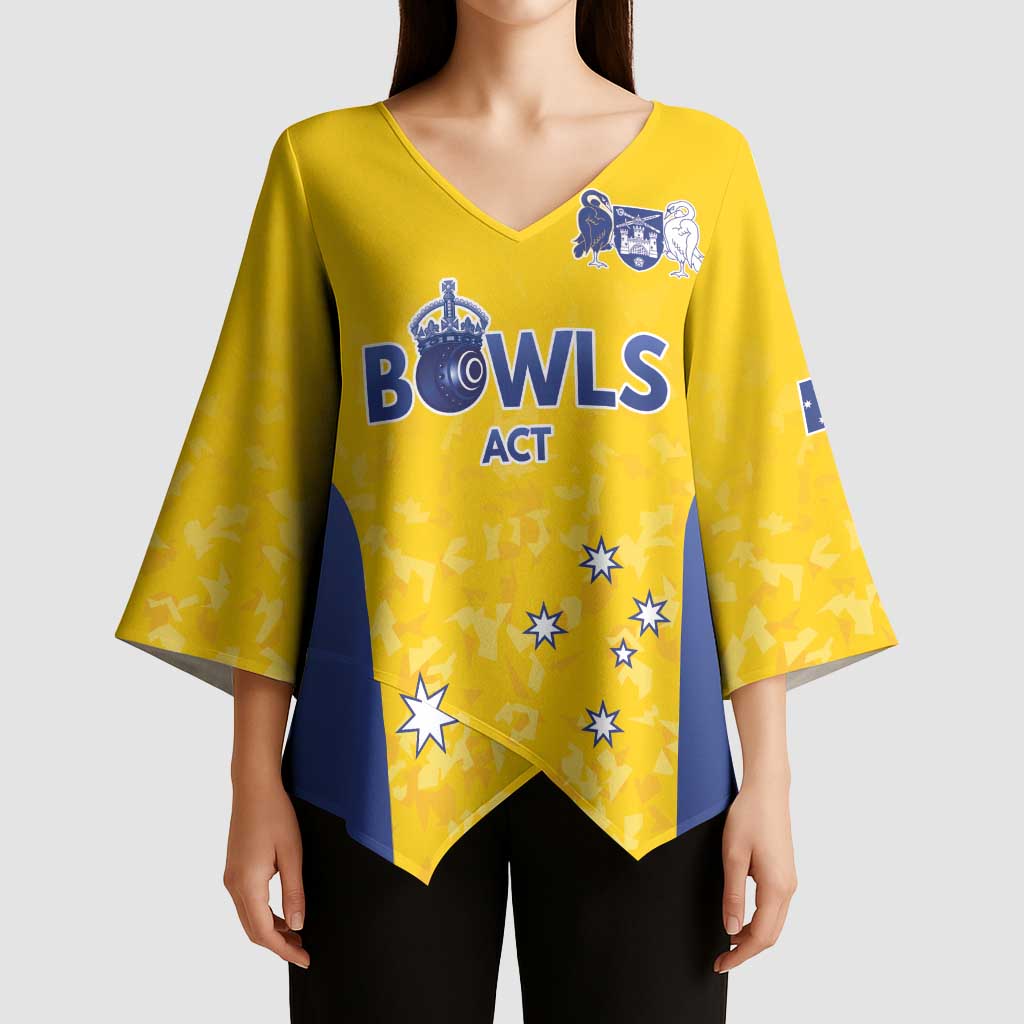Australian ACT Lawn Bowls Custom Kimono Sleeve Blouse Aussie Minimalist Style - Aussie Hoodie