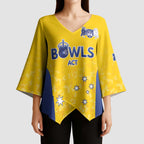 Australian ACT Lawn Bowls Custom Kimono Sleeve Blouse Aussie Minimalist Style - Aussie Hoodie