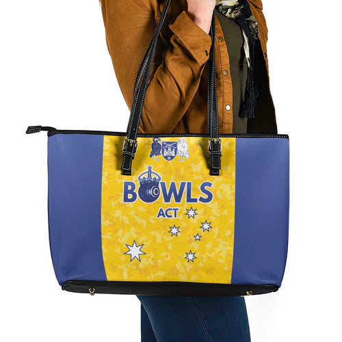 Australian ACT Lawn Bowls Leather Tote Bag Aussie Minimalist Style - Aussie Hoodie