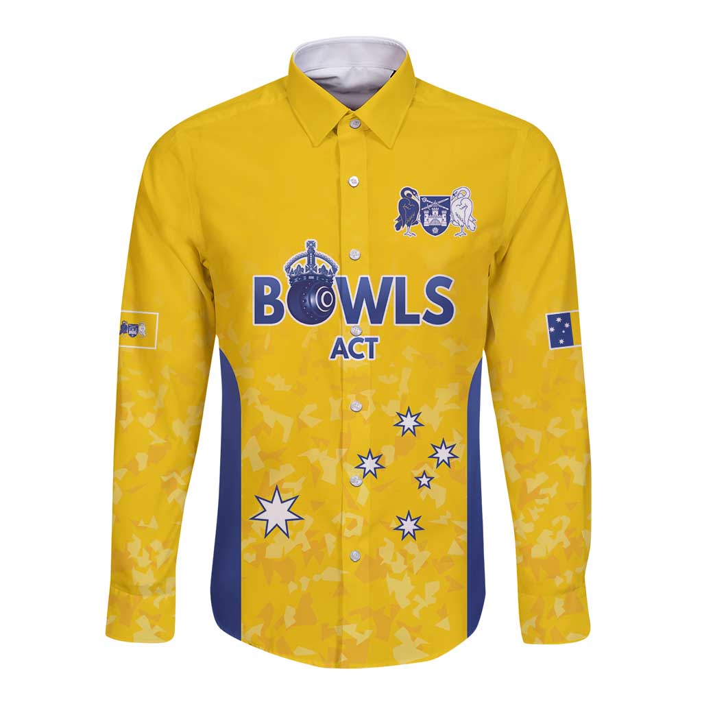 Australian ACT Lawn Bowls Custom Long Sleeve Button Shirt Aussie Minimalist Style - Aussie Hoodie