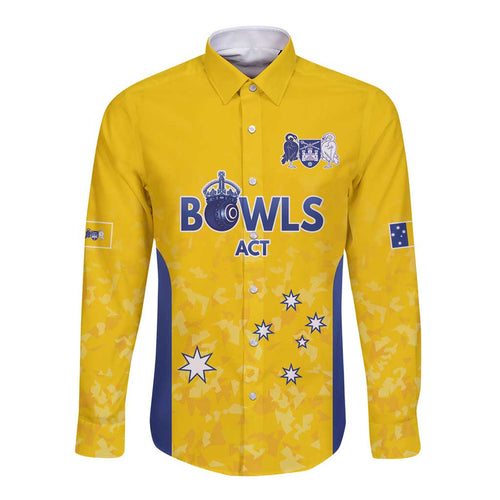 Australian ACT Lawn Bowls Custom Long Sleeve Button Shirt Aussie Minimalist Style - Aussie Hoodie
