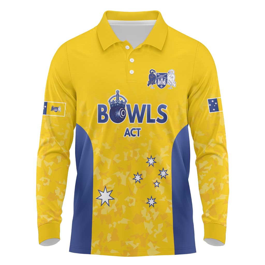 Australian ACT Lawn Bowls Custom Long Sleeve Polo Shirt Aussie Minimalist Style - Aussie Hoodie