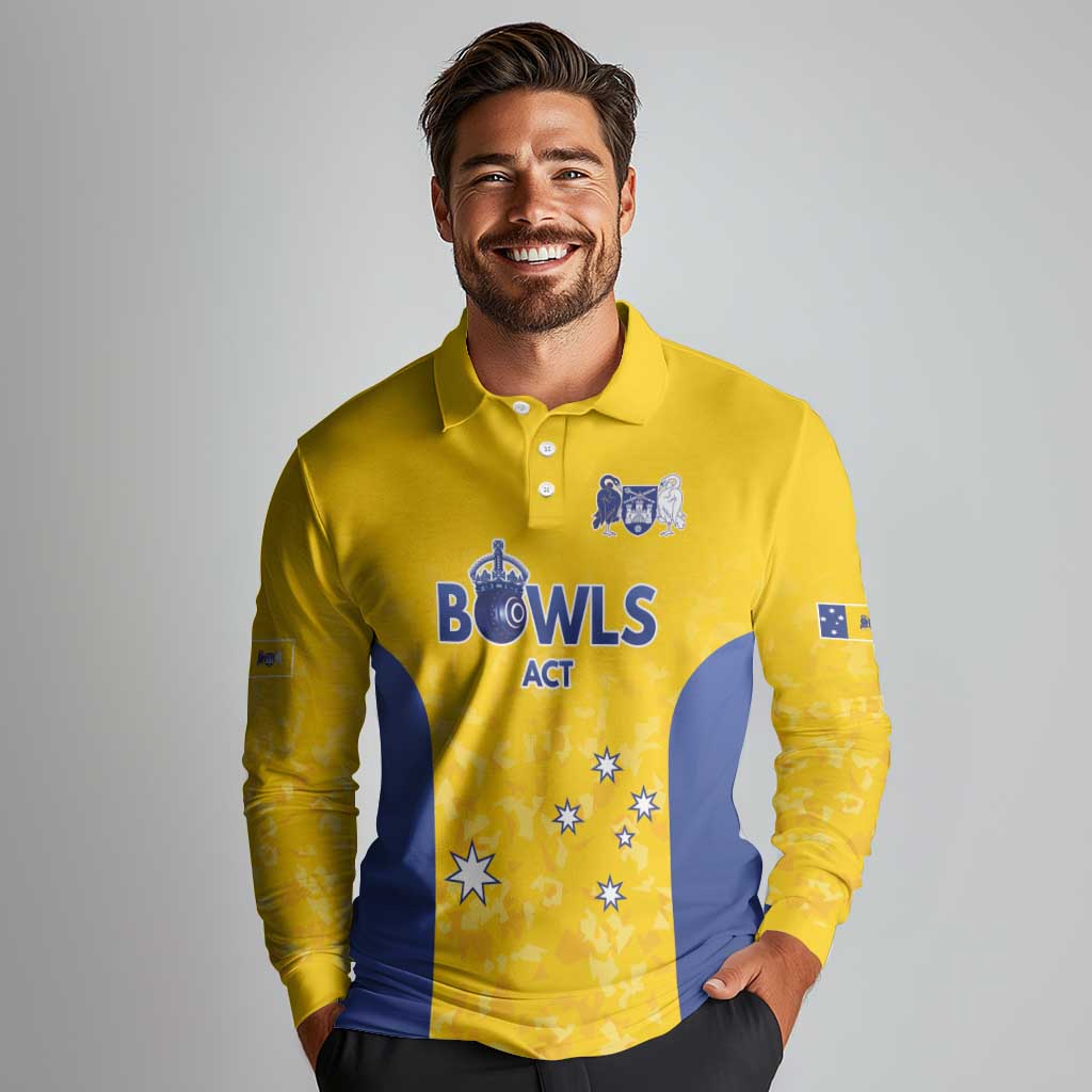 Australian ACT Lawn Bowls Custom Long Sleeve Polo Shirt Aussie Minimalist Style - Aussie Hoodie